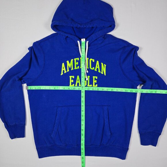 American Eagle Outfitters Blue Hoodie Sweatshirt Mens M Logo Pullover Streetwear - Picture 8 of 9